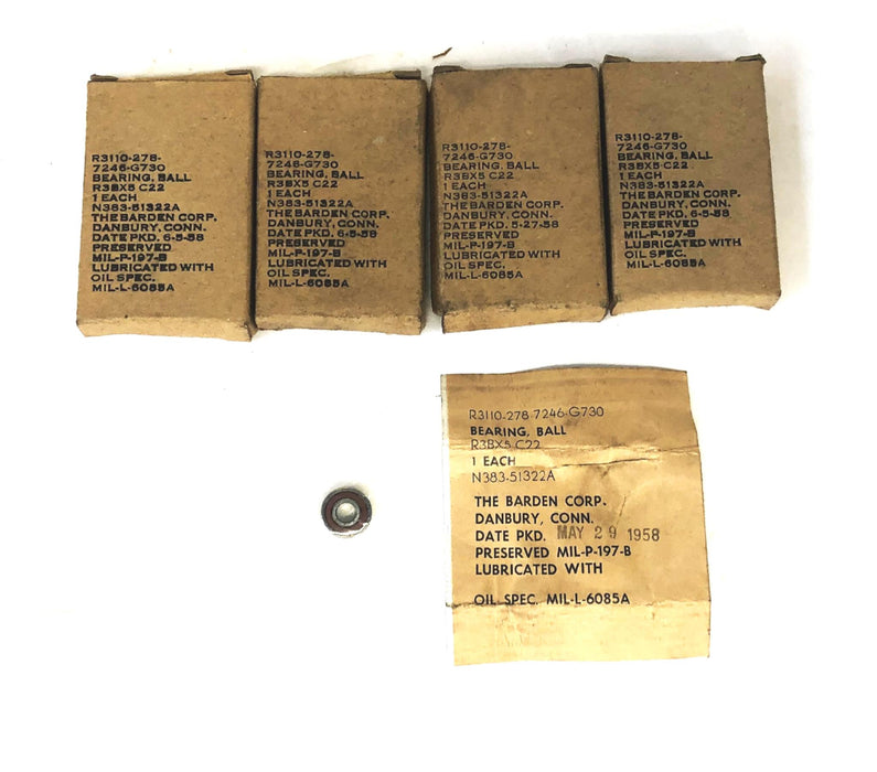 The Barden Corp Annular Ball Bearing R3BX5-C22 [Lot of 4] NOS