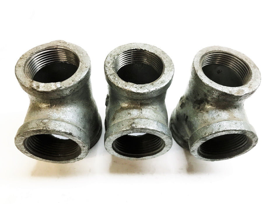 Unbranded Galvanized 1-3/4" F x 1-1/2" F x 1-1/2" F Tee Coupling [Lot of 3] NOS