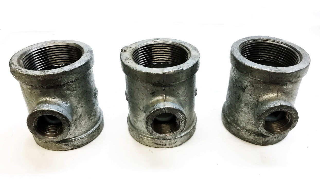Unbranded Galvanized 1-3/4" F x 1-3/4" F x 3/4" F Tee Coupling [Lot of 3] NOS