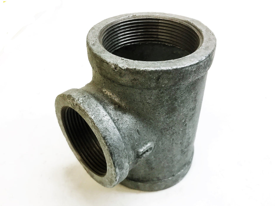 Galvanized Malleable Iron 2" Female x 1-1/2" Female x 2" Female Reducer Tee NOS