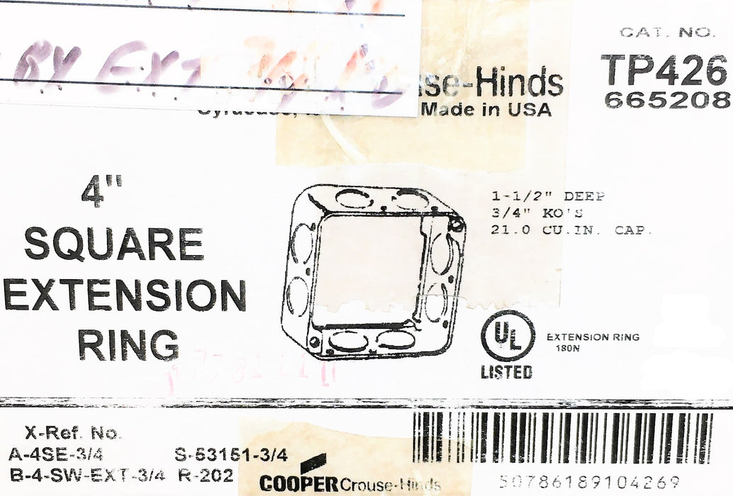 Eaton Crouse-Hinds 4" Square Extension Ring TP426 [Lot of 25] NOS