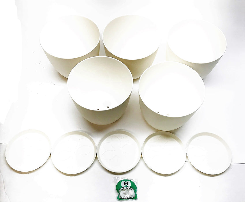 Mkono Cream/White Indoor Plastic Planters YYHP0016 [Lot of 5] NOS