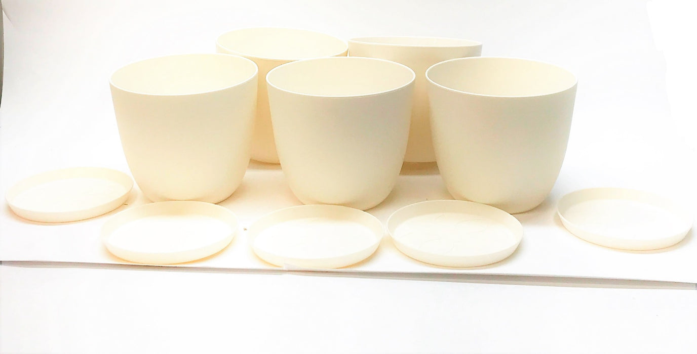 Mkono 6.5" Round Plastic Planter w/ Saucer  YYSLHPM01 [Lot of 5] NOS