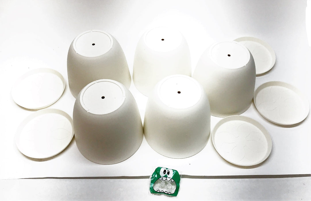 Mkono 6.5" Round Plastic Planter w/ Saucer  YYSLHPM01 [Lot of 5] NOS