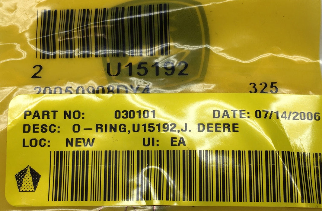 John Deere O-Ring Seal U15192 [Lot of 2] NOS