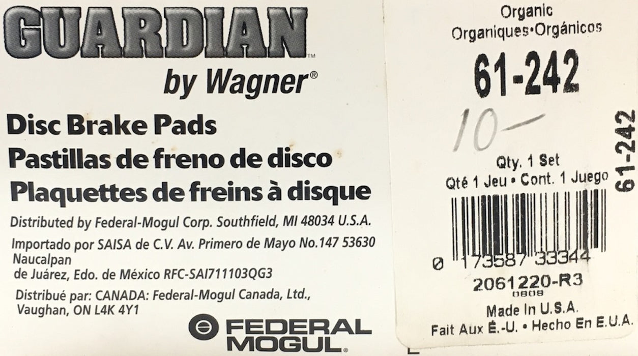 Guardian Disc Brake Pads 61-242 NOS