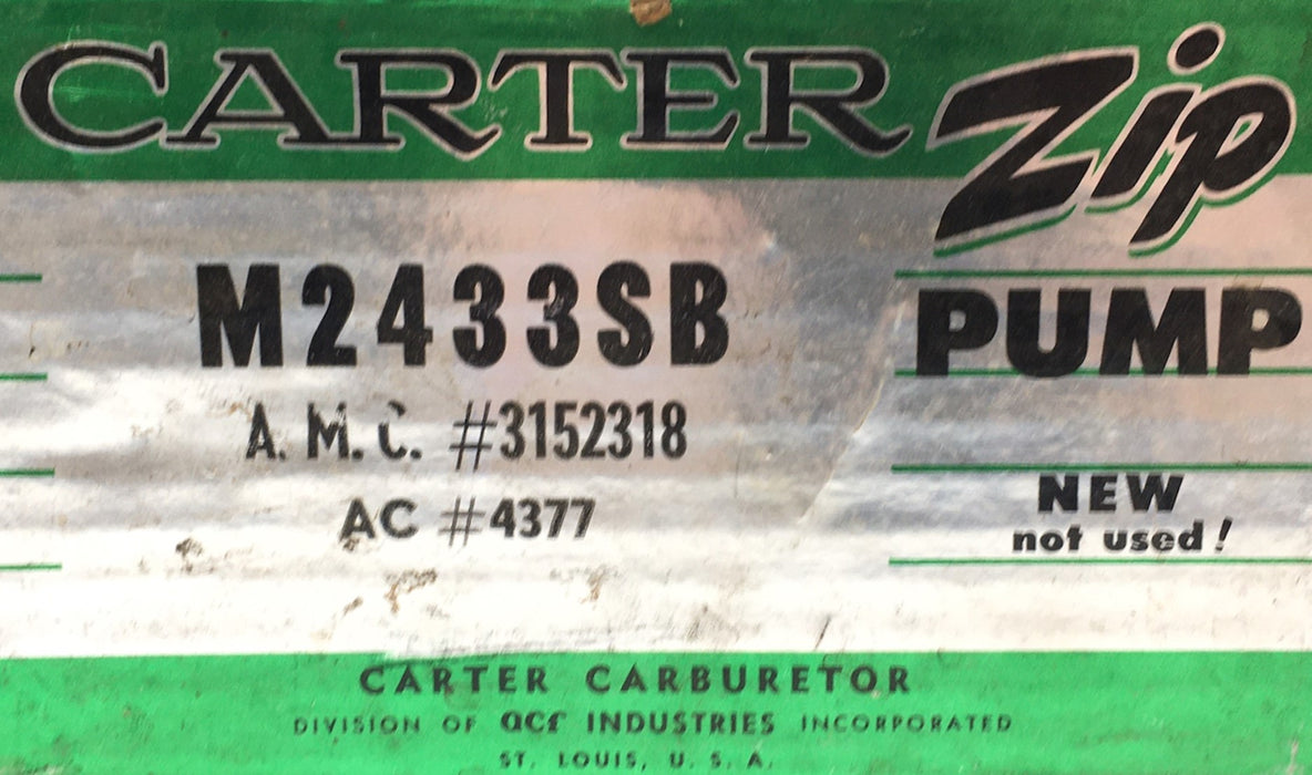 Carter Fuel Pump Assembly M2433 NOS