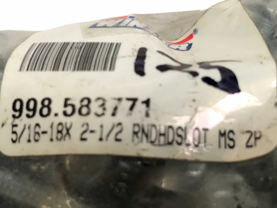 Winzer 5/16-18 x 2-1/2" Slotted Machine Screw 998-583771 [Lot of 250] NOS