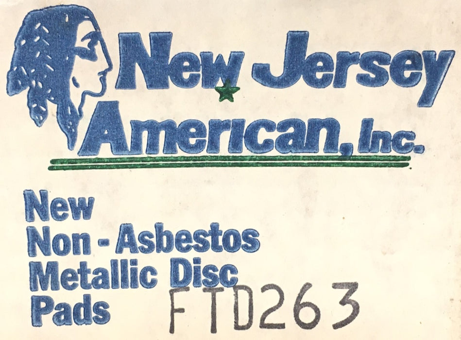 New Jersey American Disc Brake Pads FTD263 NOS