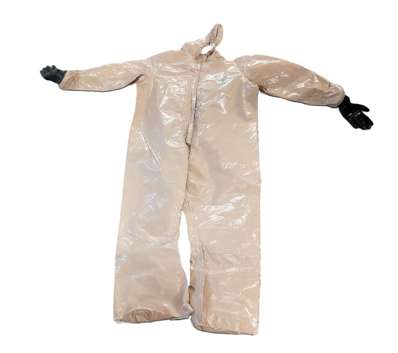 Lakeland ChemMax4 Suit Attached hood,boots,glove TAN Single Suit PS42165 3XL NOS