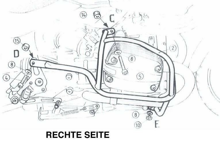 HEPCO BECKER BMW R850R, R1150R 2000-2006 Engine Guard Black w/ BOLTS RIGHT SIDE