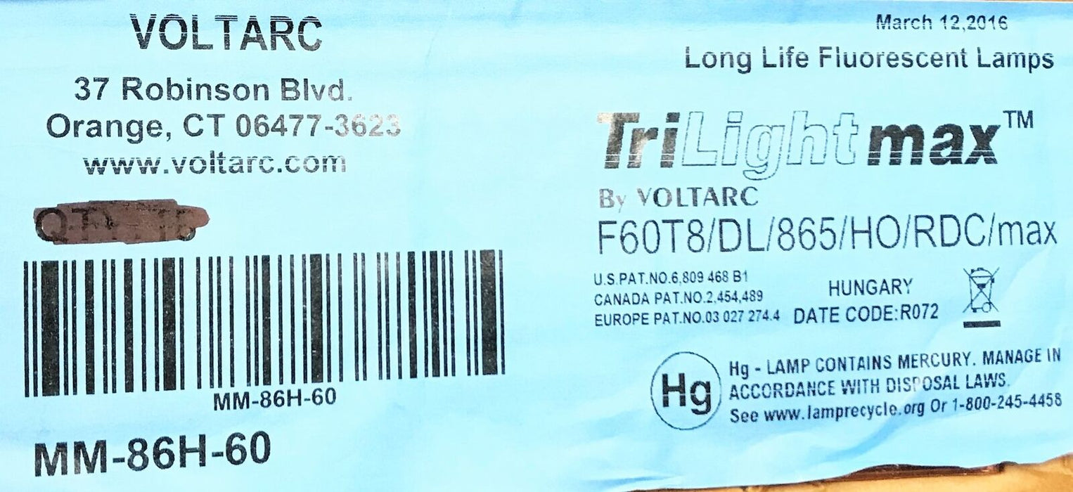 Voltarc TriLightMax Long Life Fluorescent Lamps MM-86H-60 [Lot of 2] NOS
