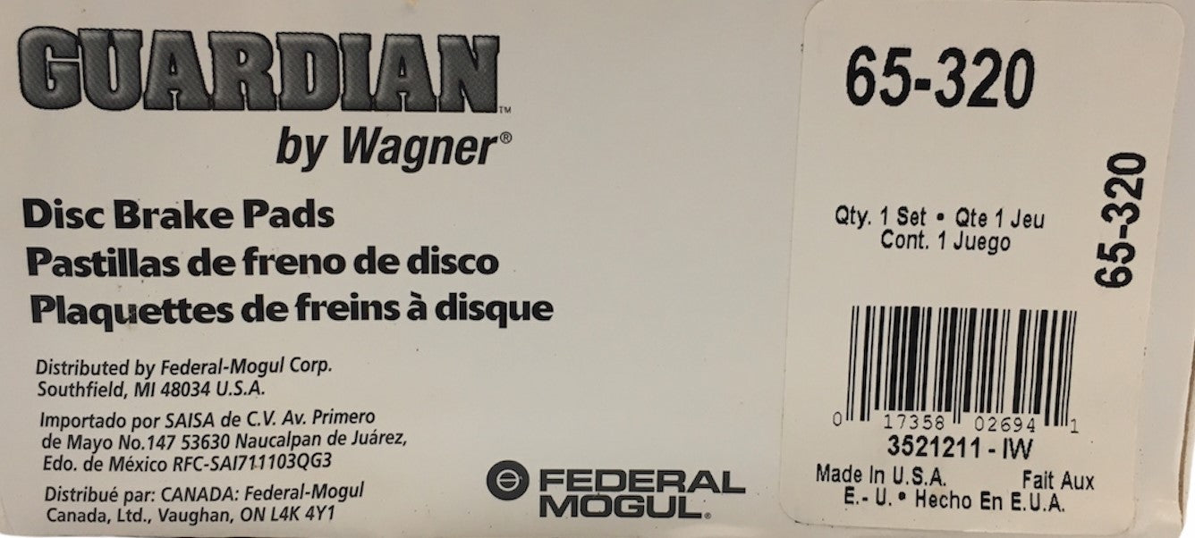Guardian Disc Brake Pads 65-320 NOS