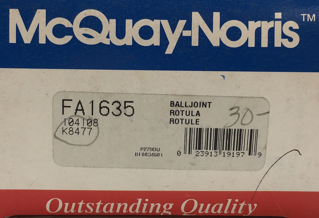 McQuay-Norris Suspension Ball Joint FA1635 NOS