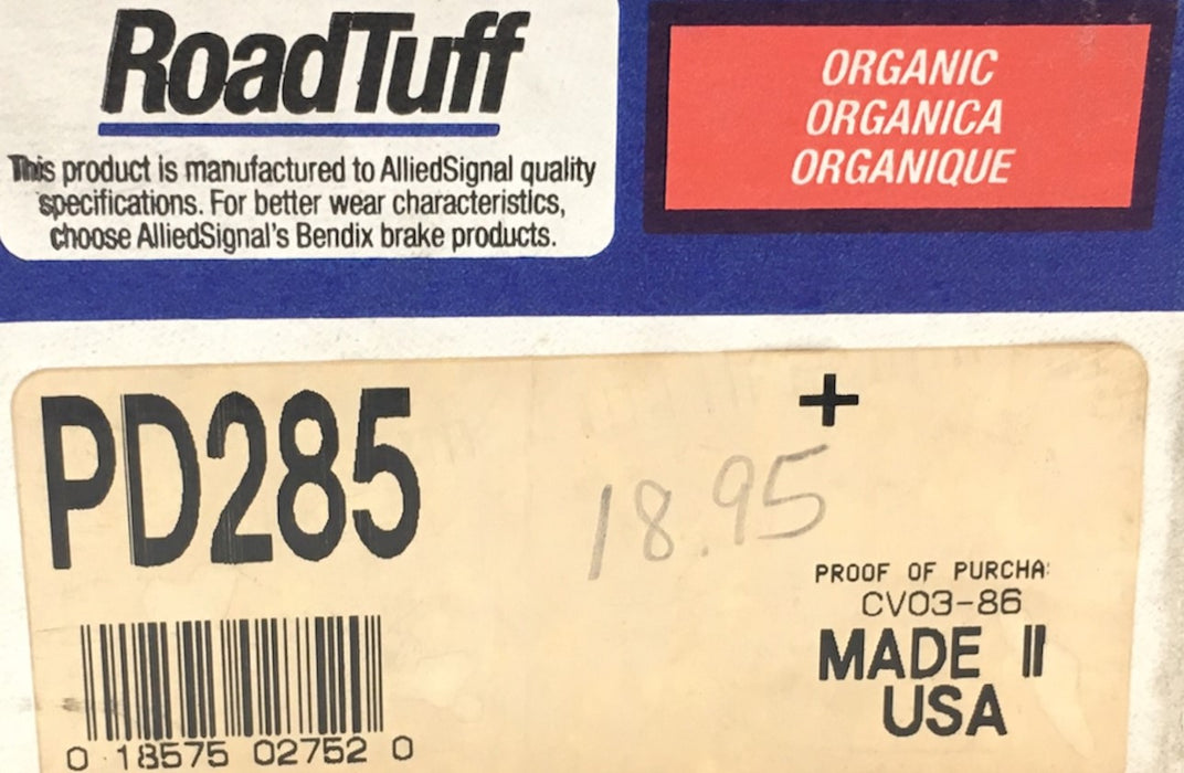 RoadTuff Brake Pads PD285 NOS