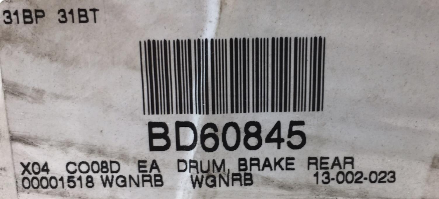 Bendix Rear Brake Drum BD60845 NOS