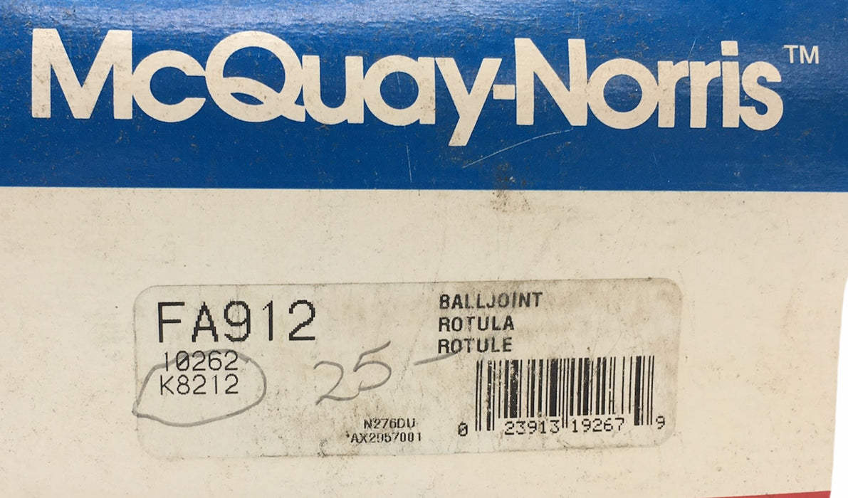 McQuay-Norris Suspension Ball Joint FA912 NOS