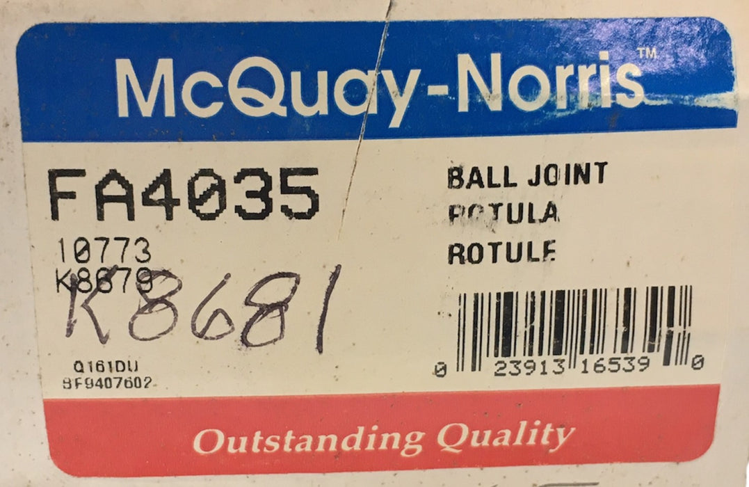 McQuay-Norris Suspension Control Arm And Ball Joint Assembly FA4035 NOS