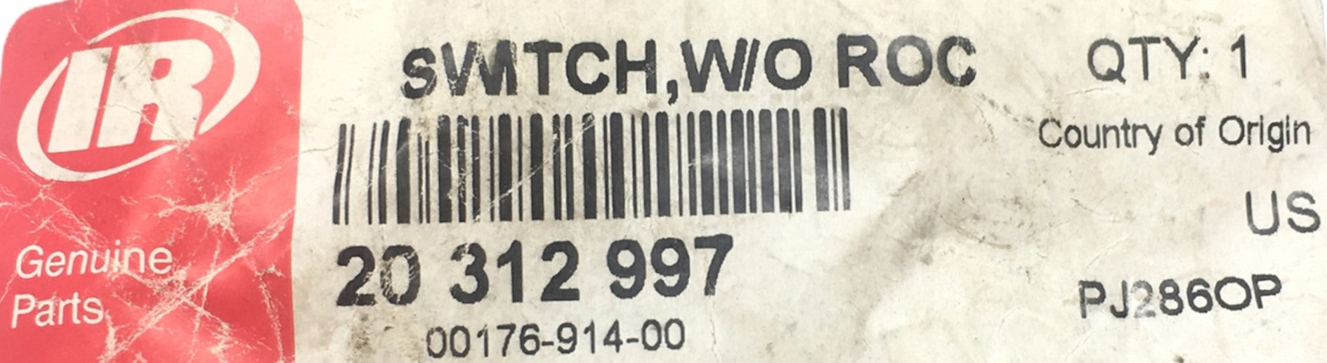 Ingersoll Rand B02A6Z Switch Model 20 312 997 (00176-914-00) NOS